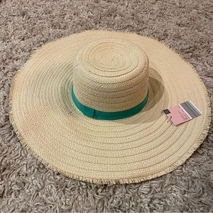 Serra Fringe Paper Raw Hem Floppy Beach Hat